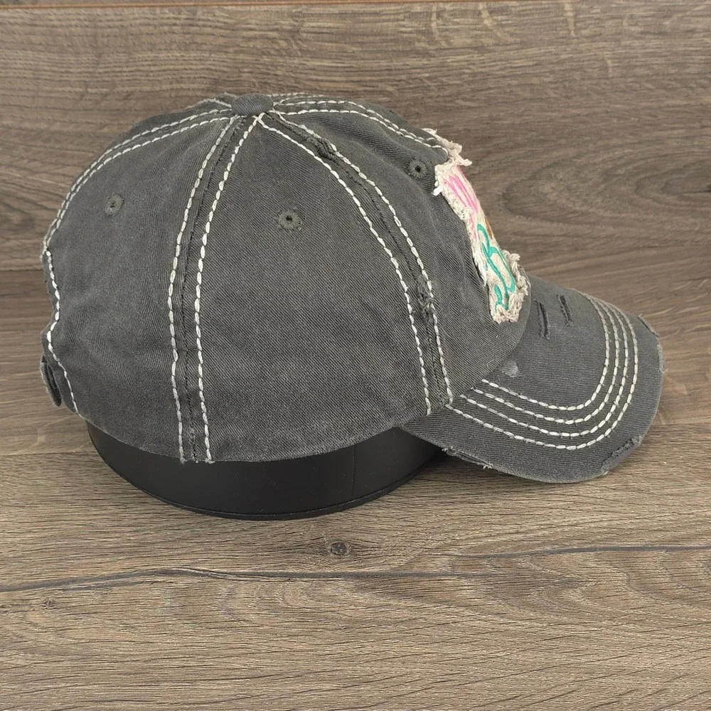 Mama Bear Hat KBETHOS Cap Strap Back Grey Womens Distressed Embroidered Baseball
